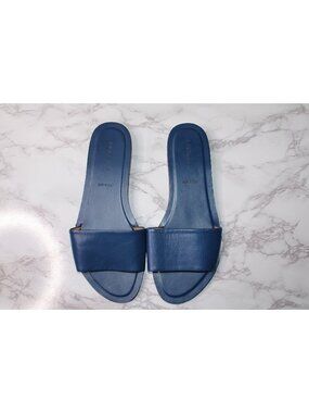 Everlane Womens The Leather Blue Slide Sz 10